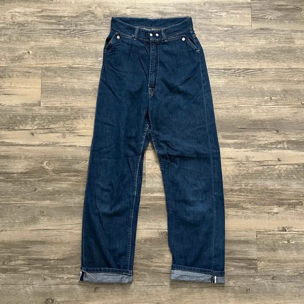 Vintage 50s 60s Buckaroo Gal By Big Smith Selvedge Denim Peal Snap Jeans 26x28